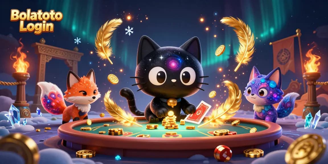 Experience Bolatoto Login with vibrant cosmic casino action featuring a black hole cat and nebula fox.
