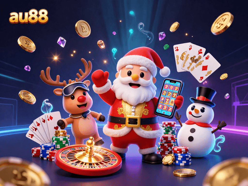 Experience thrilling gameplay at au88 with Santa and friends in a festive casino setting