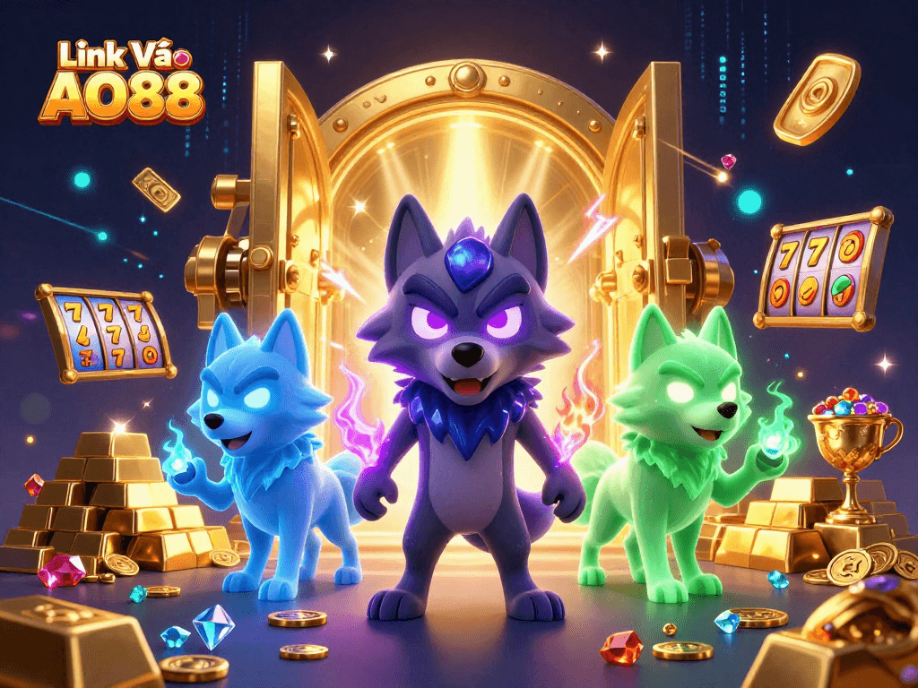 Experience the thrilling action in Link Vào AO88 with a vibrant 3D digital casino scene.