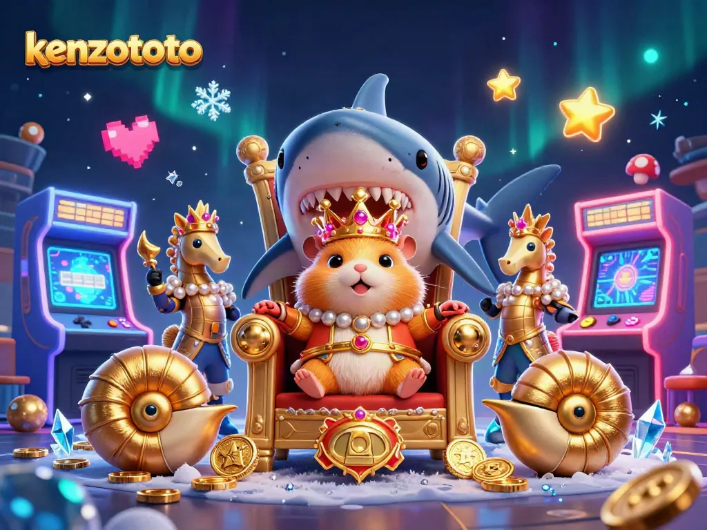 Experience kenzototo's thrilling gaming world with vibrant 3D casino characters and arcade elements.