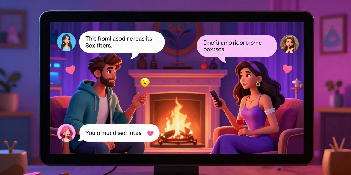 Dynamic interaction in an ai sex chat setting, featuring lively characters and vibrant digital atmosphere.
