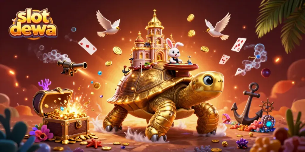 Experience thrilling wins with slot dewa in a magical casino scene full of treasures.
