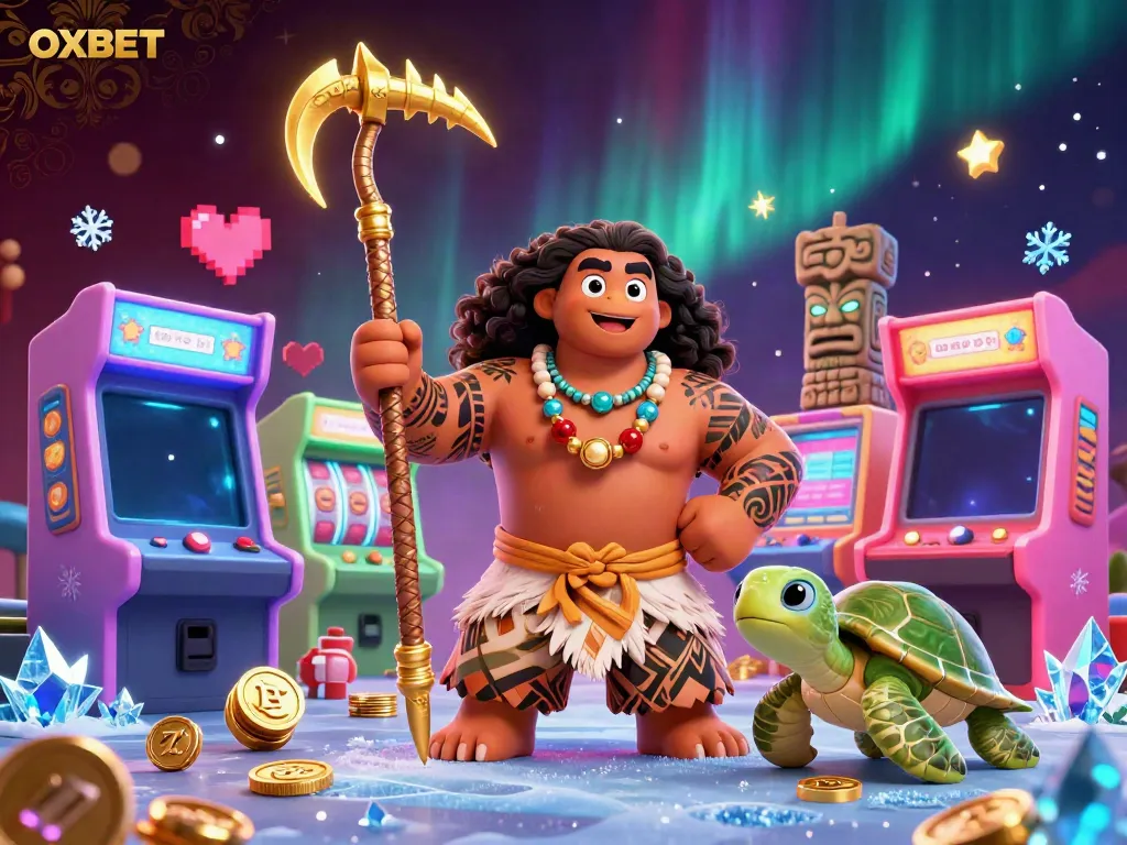 Join the winning experience at OXBET with vibrant casino elements and cartoon characters in a dynamic scene.