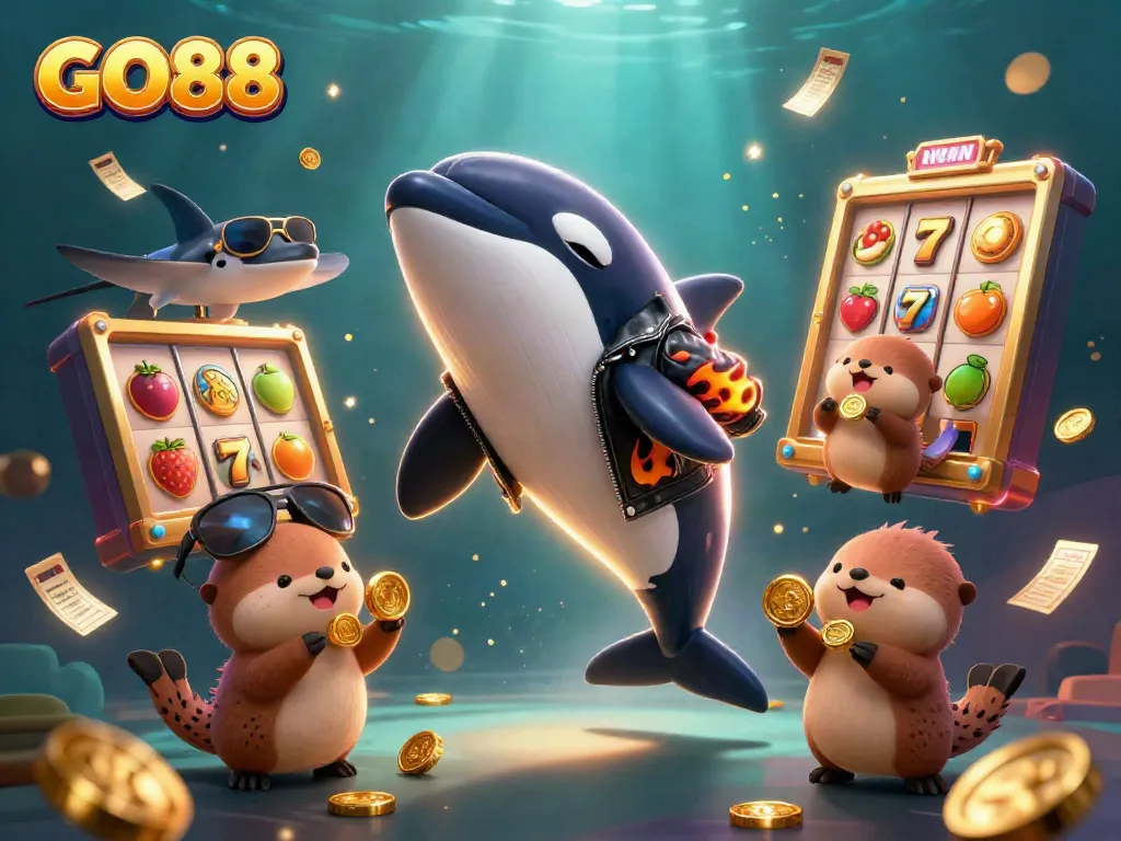 Engage in exciting GO88 with dynamic 3D casino-themed art featuring captivating gaming elements.