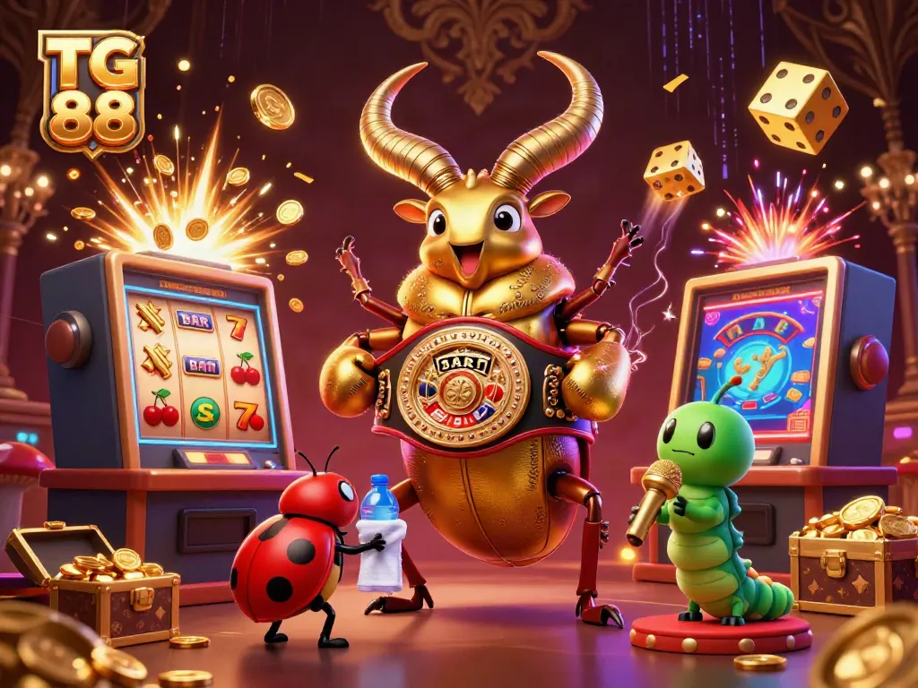 Experience the excitement with TG 88 as the golden stag beetle champions in a vibrant casino showdown.