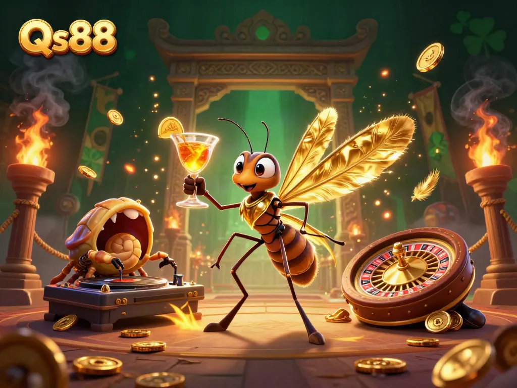 Experience thrilling gameplay with Qs88 as casino characters come alive in a vibrant scene.