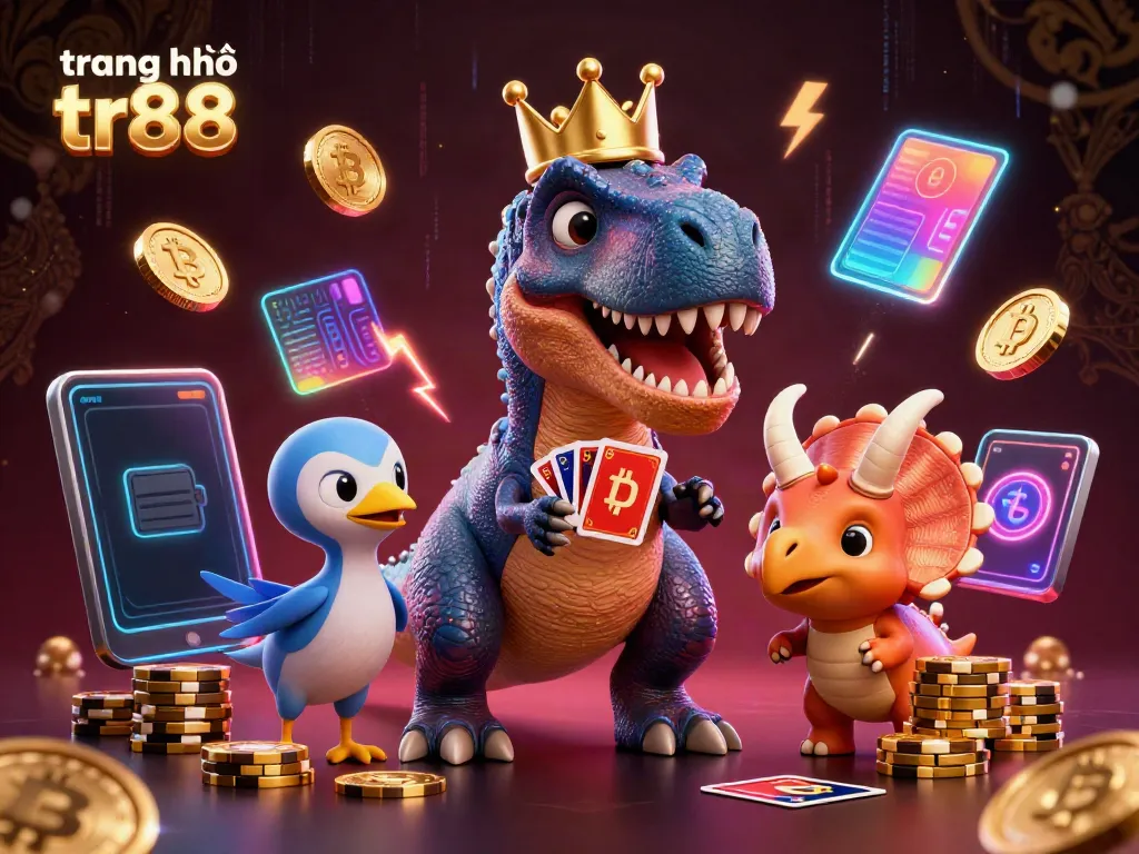 Engage with the exciting world of trang chủ tr88 as characters shuffle cards and stack chips in a vibrant 3D casino.
