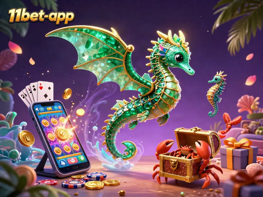 Experience vibrant gaming excitement with 11bet-app through thrilling casino scenes and energetic characters.