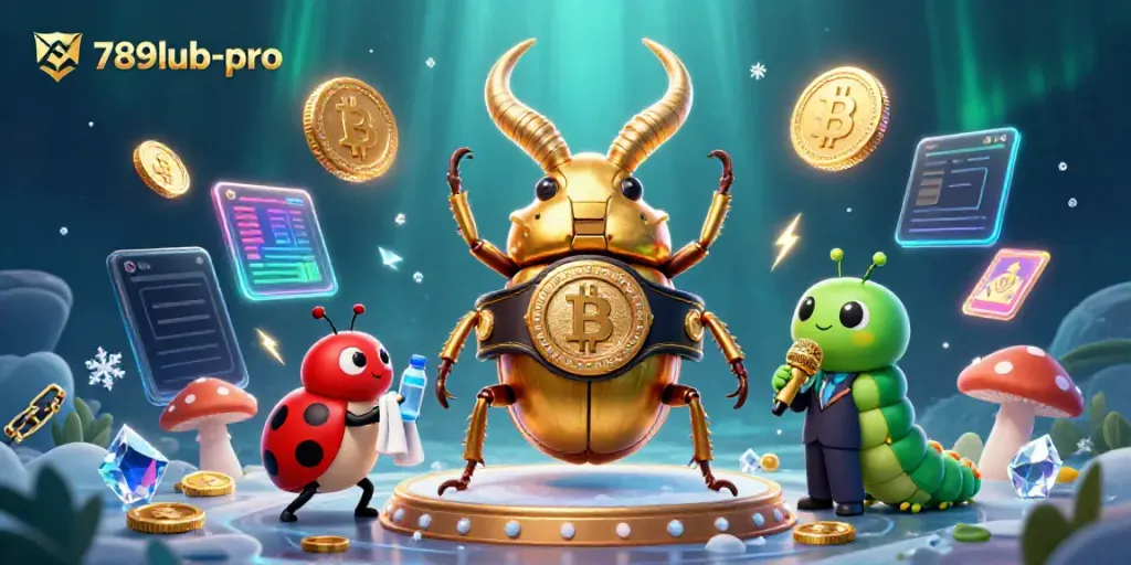 Engage with 789lub-pro as a cartoon beetle champion faces off in a vibrant animated casino setting.