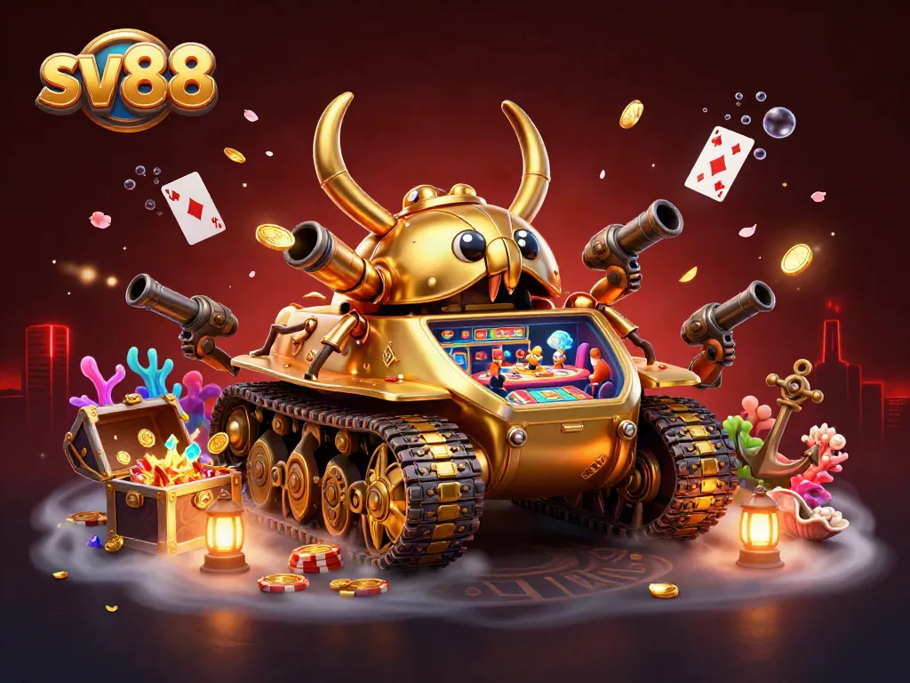 Win big at sv88 with a vibrant 3D casino experience featuring a unique golden beetle tank.