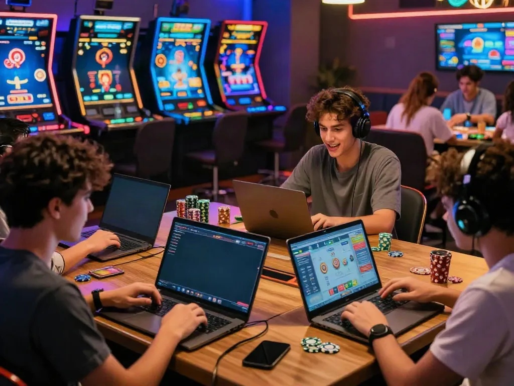 Players enjoying cổng game sunwin in a vibrant online casino environment.
