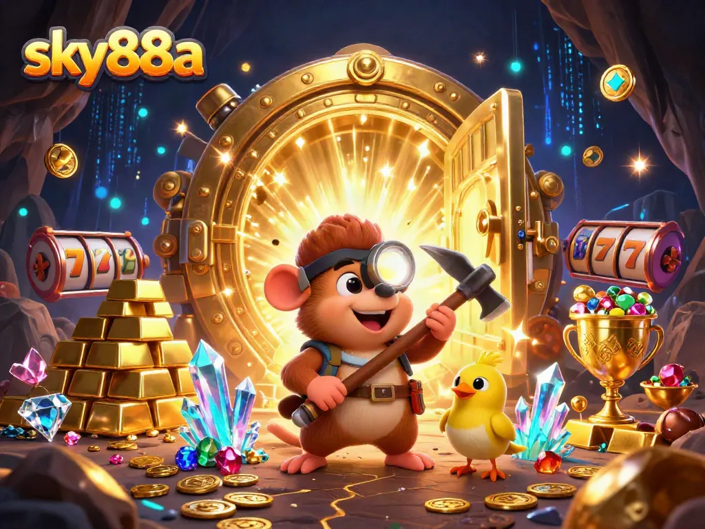 Experience the thrill of winning at sky88a with treasure, characters, and dynamic casino elements.