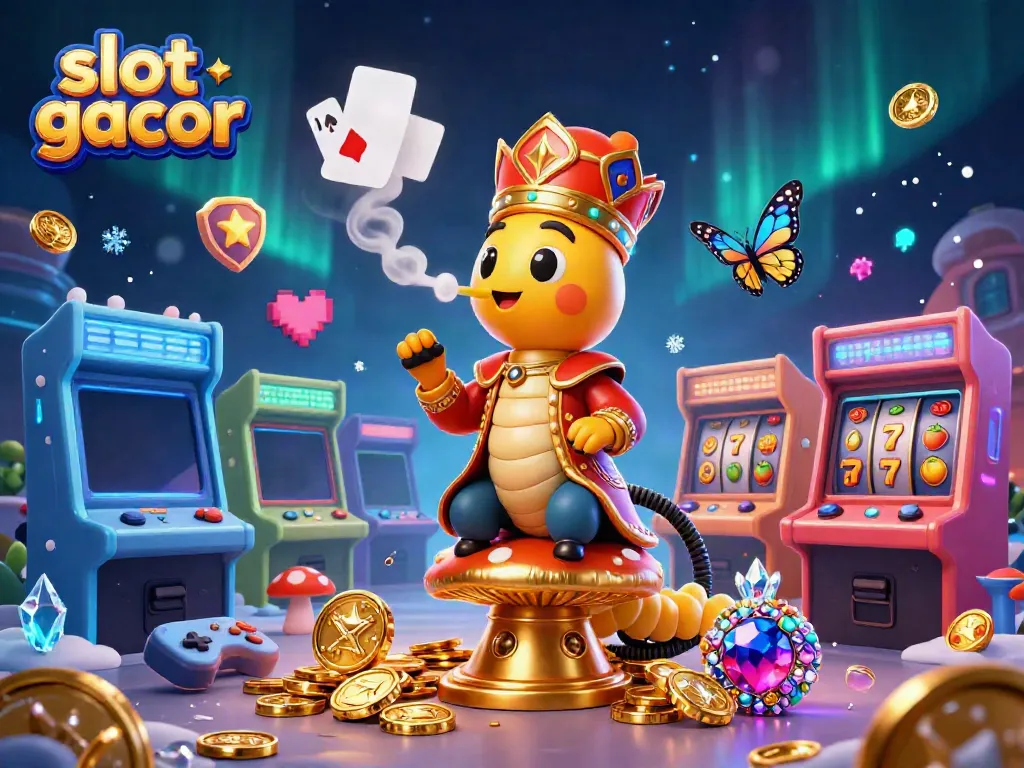 Engage with the vibrant slot gacor experience through a whimsical 3D casino illustration showcasing vibrant characters and gaming elements.