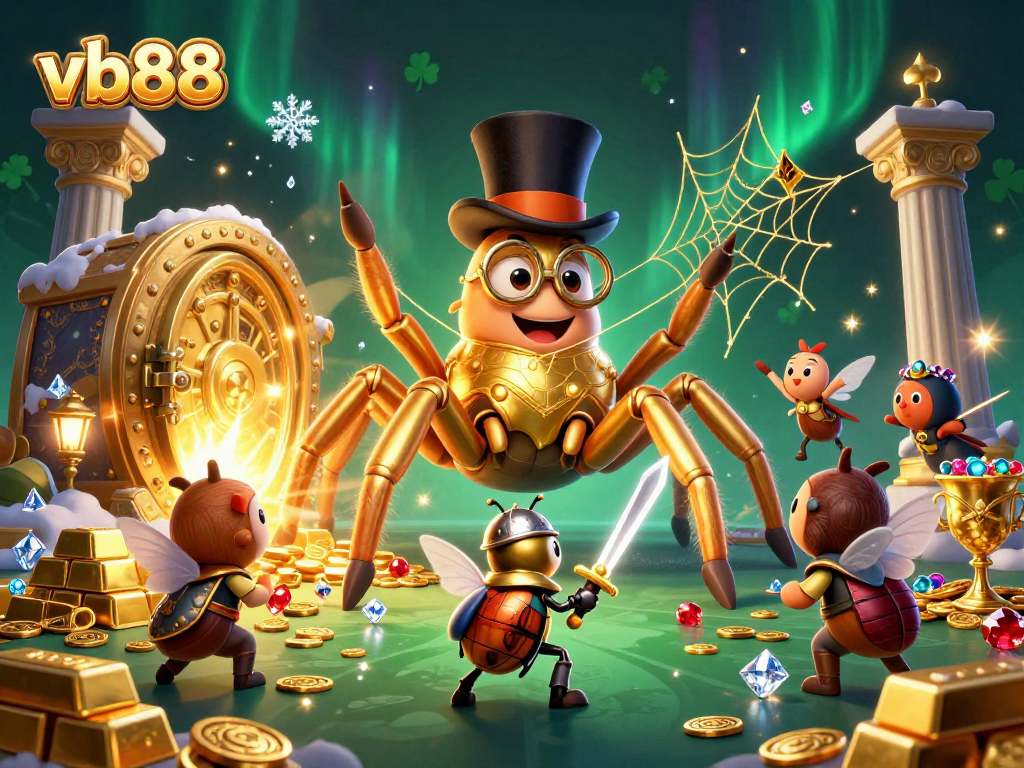 Experience thrilling gaming at VB88 with a vibrant 3D illustration showcasing adventure and luxury.