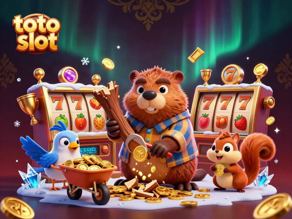 Engage with the thrilling toto slot adventure featuring gambling characters amidst golden winnings.