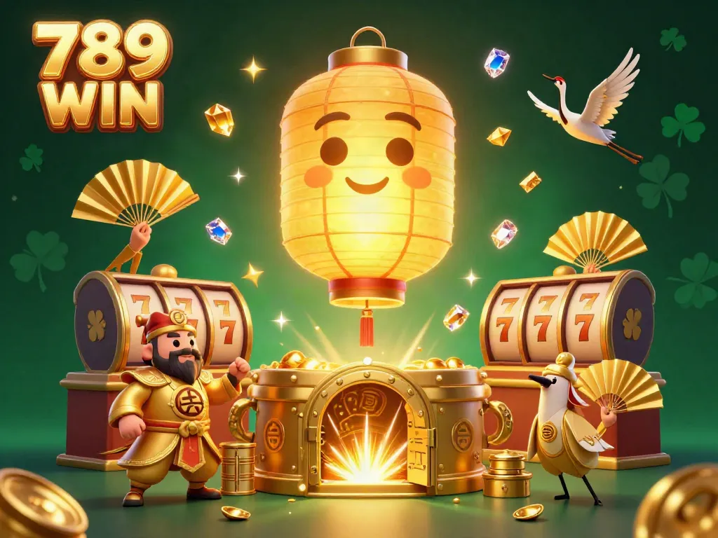 Experience the thrill of winning at 789 WIN casino with vibrant characters and sparkling treasures.